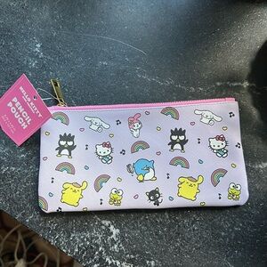 HELLO KITTY SANRIO coated canvas zippered pencil pouch MAKEUP BAG NWT